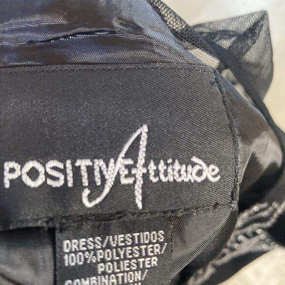 Positive Attitude Dress Womens 14 Black Sleeveless Beaded Embellished Sheer Top - Picture 7 of 11